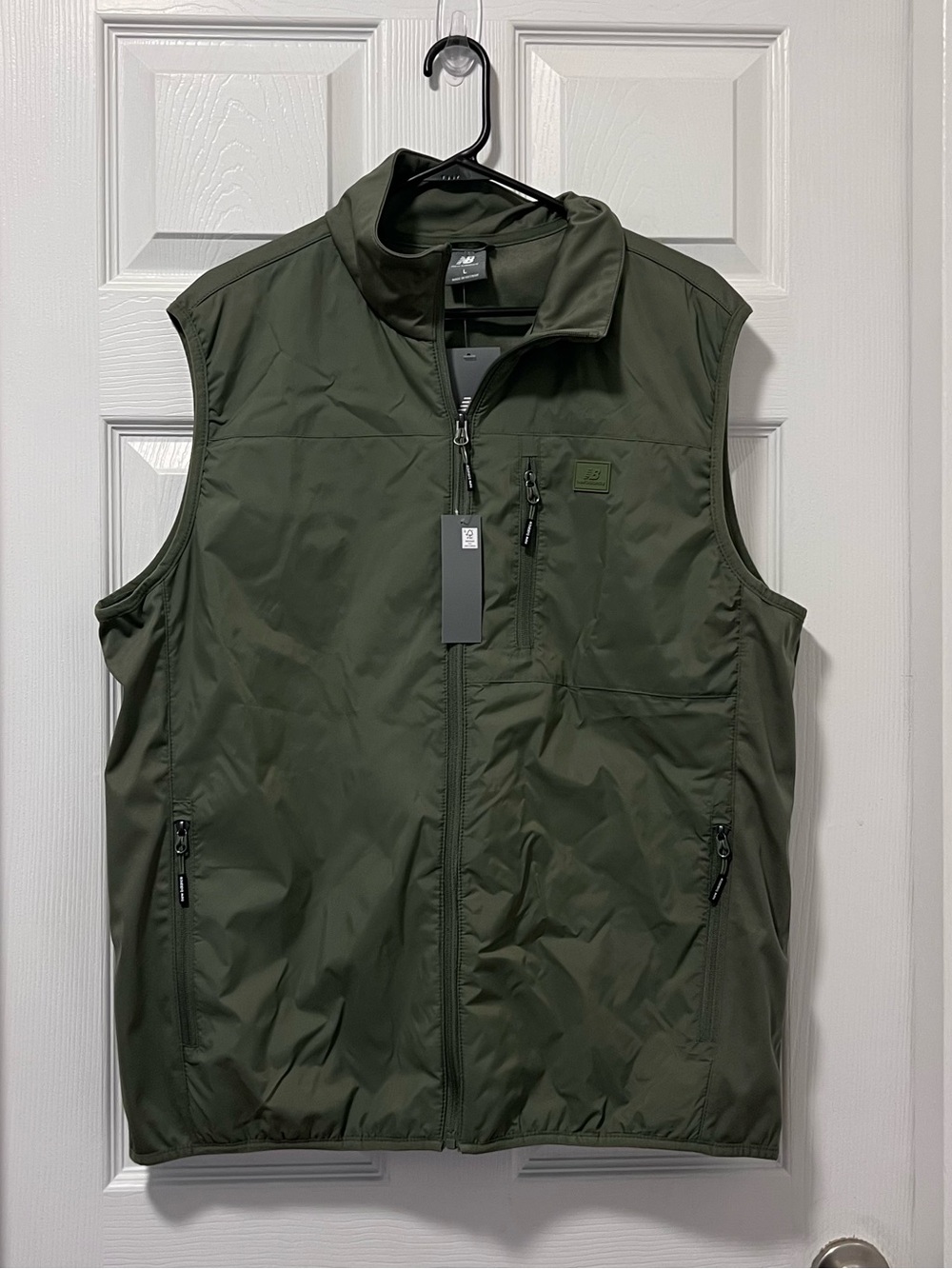 New Balance Men's Dark Olive Green Zippered Performance Vest